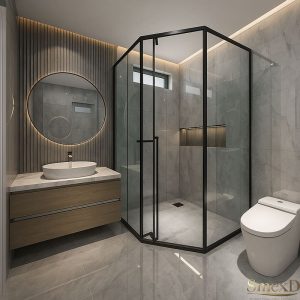 phòng tắm kính 135 độ mở trượt